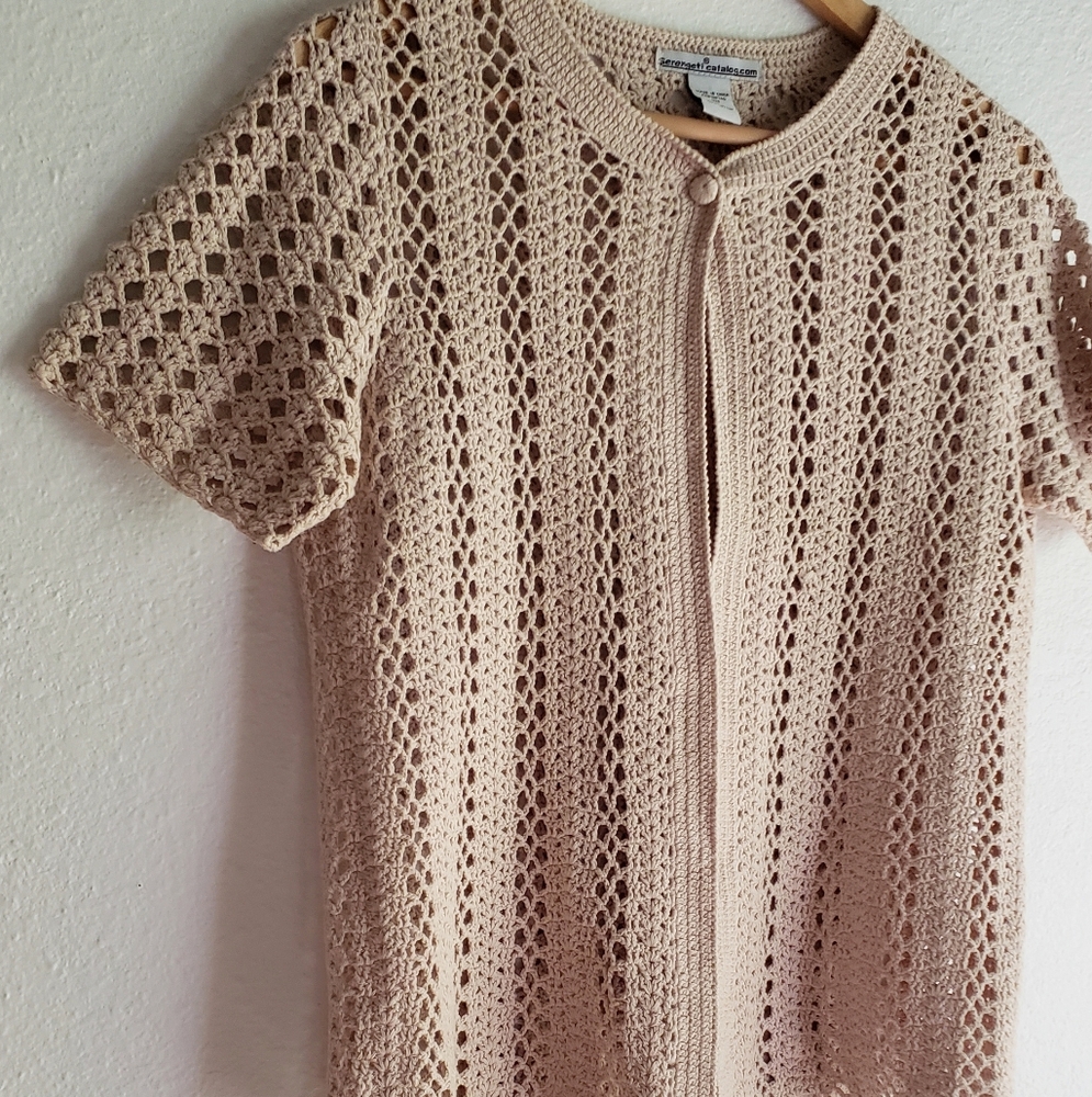 Serengeti Boho Cotton Open Knit Crochet Cardigan - Picture 3 of 9
